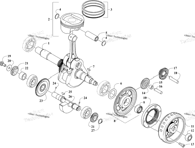 Crankshaft Balancer And Starter Gear Assemblies