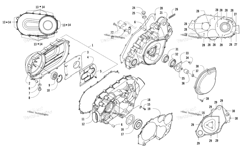 Clutch/V-Belt/Magneto Cover Assembly