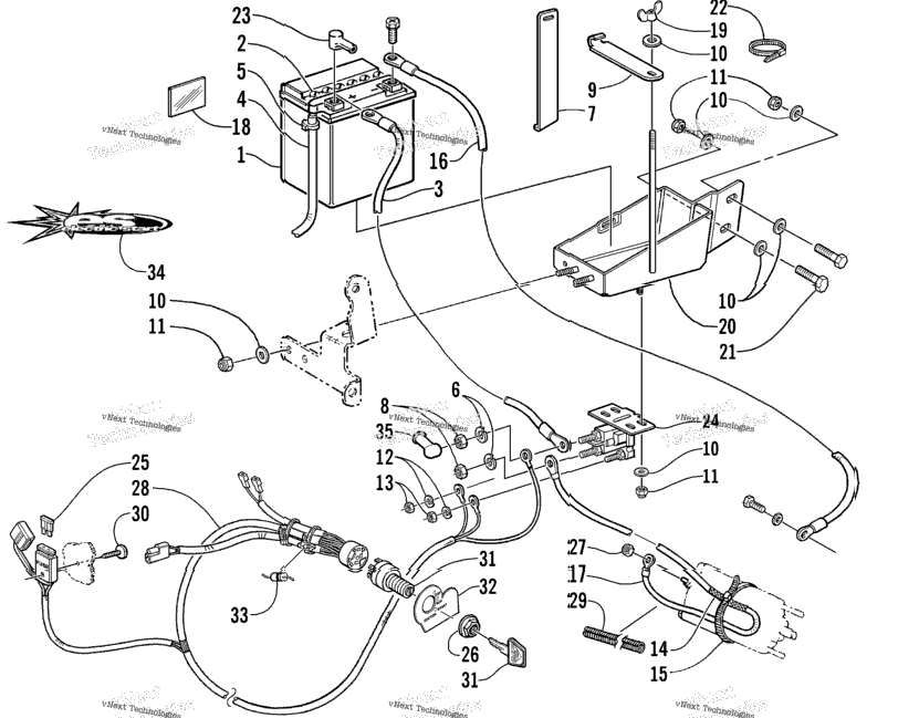 Battery, Solenoid, And Cables