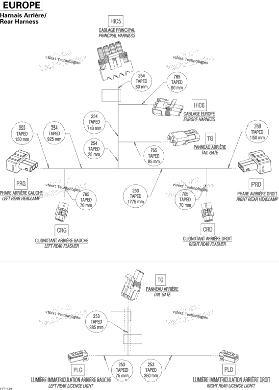 Electrical Harness, Rear Section Europe