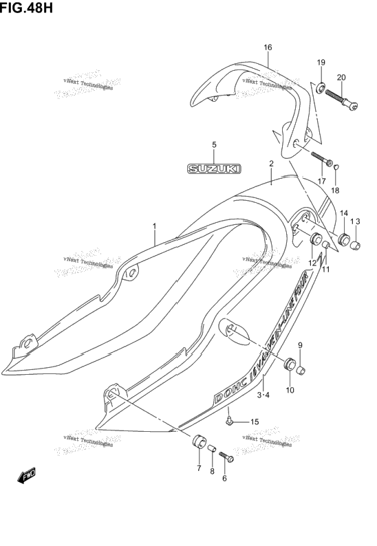 Seat Tail Cover (Gsf1200szk5)
