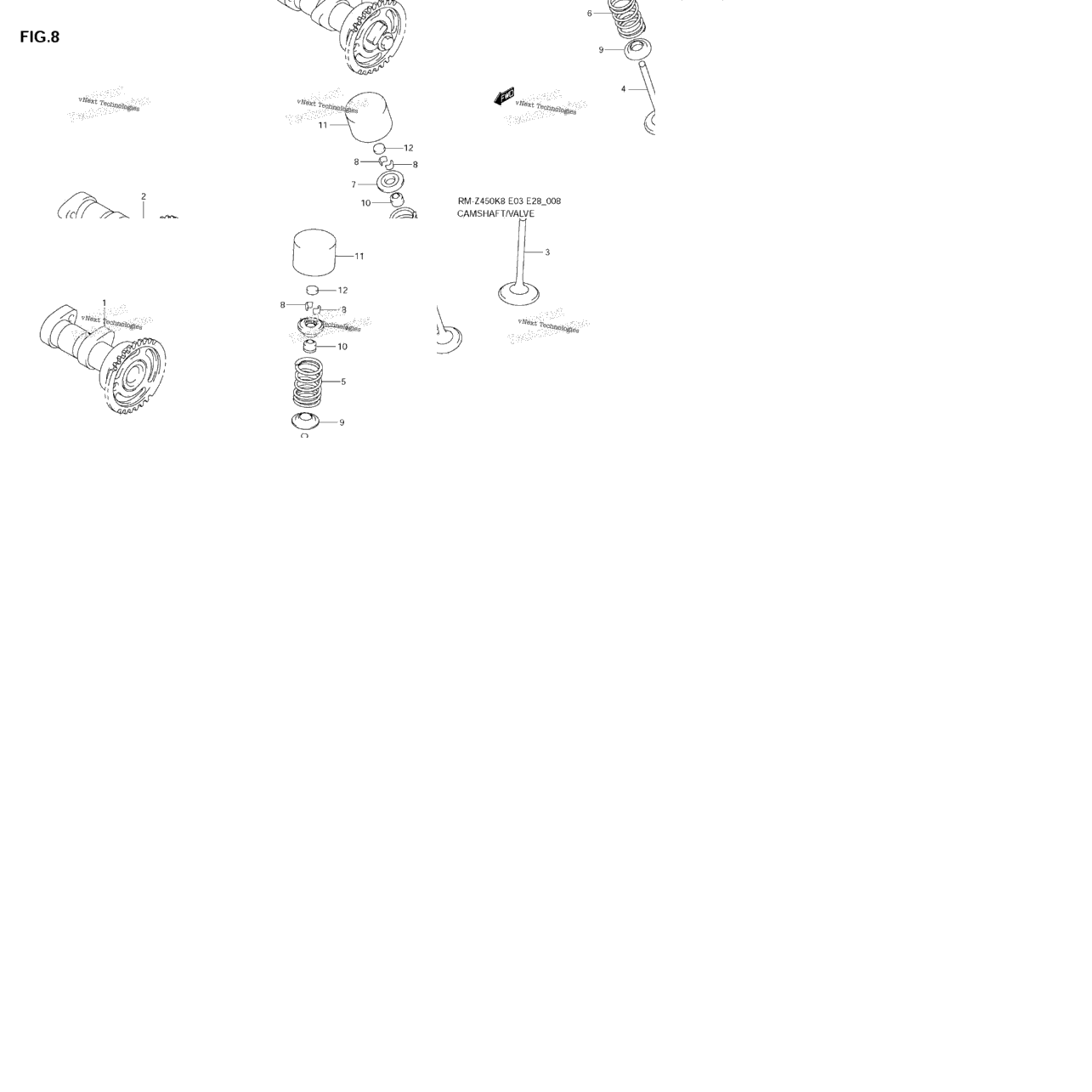 Camshaft - Valve (Rm-Z450 K8/K9/L0)
