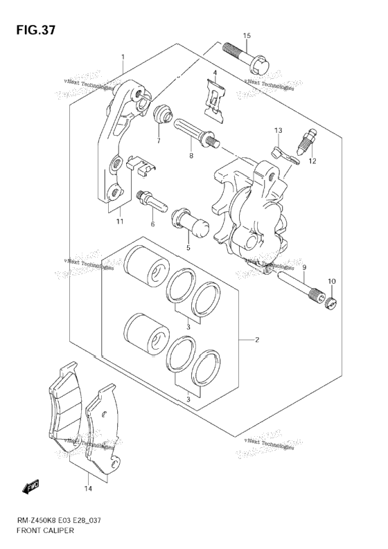 Front Caliper (Rm-Z450 K8/K9/L0)