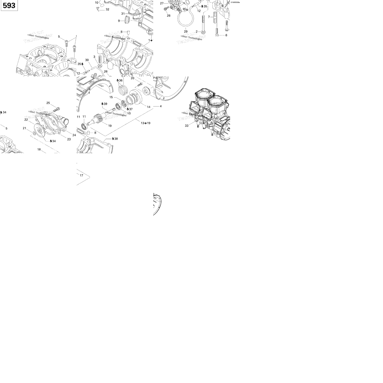 Crankcase, Water Pump And Oil Pump (593)