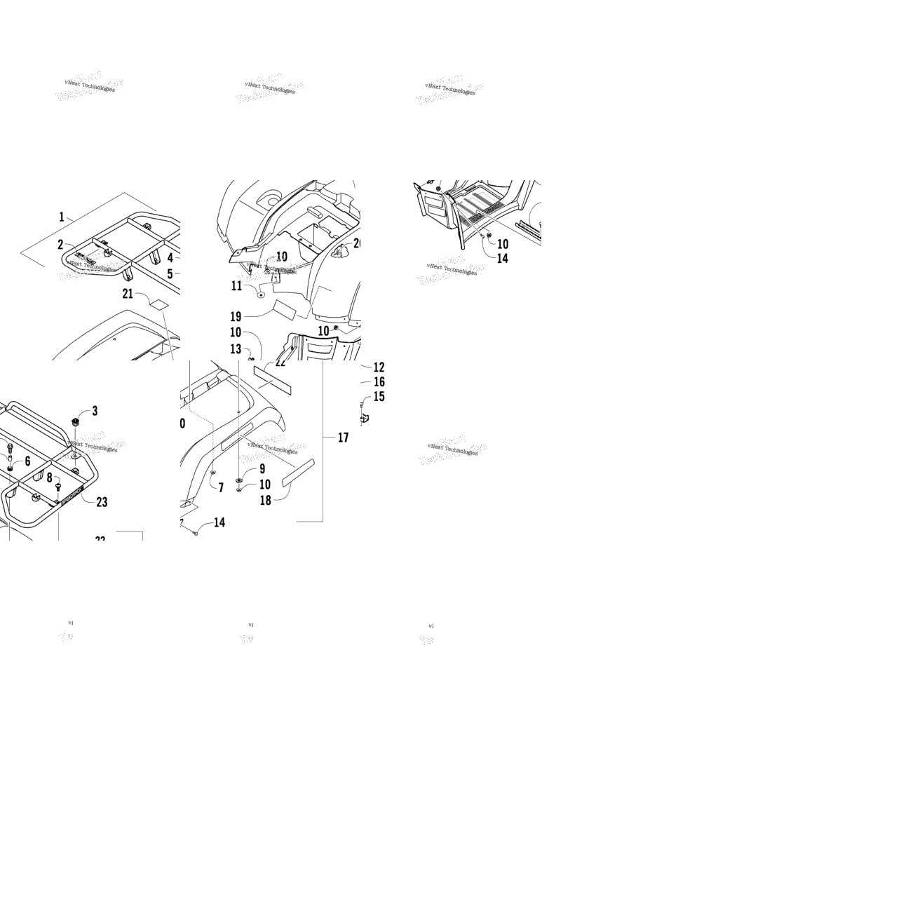 Rear Rack, Body Panel, And Footwell Assembly