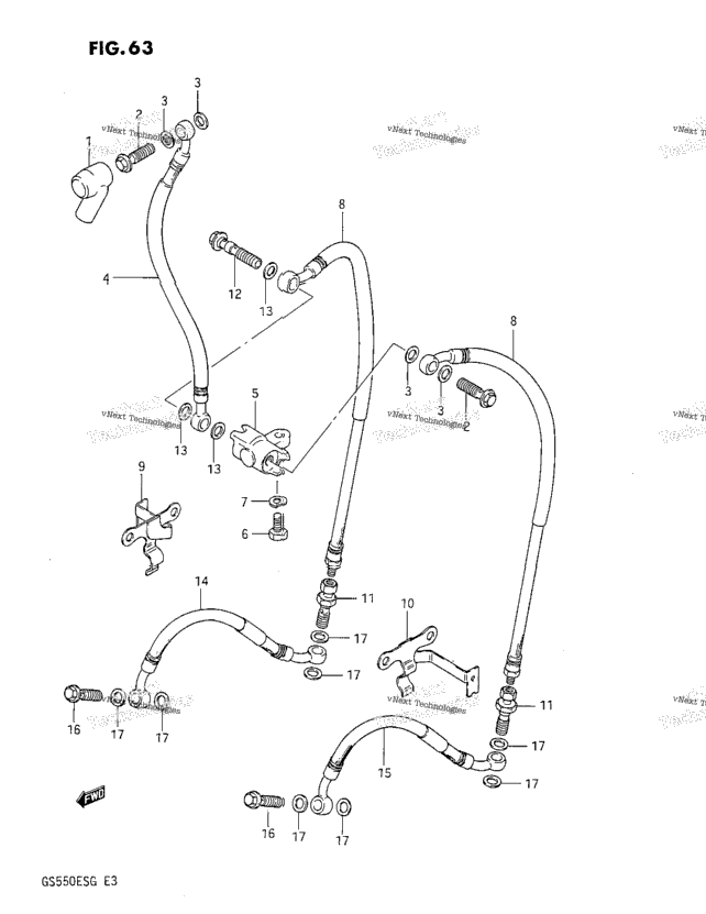 Front Brake Hose (Gs550es3/Ese)