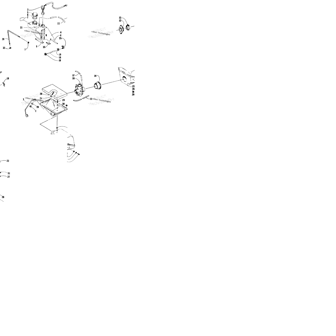 Oil Tank, Carburetor, And Silencer Assemblies