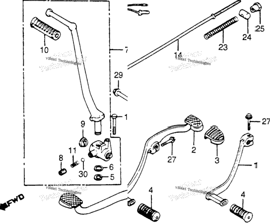 Cm400c/Tpedals - Change & Brake + Kick Starter Arm