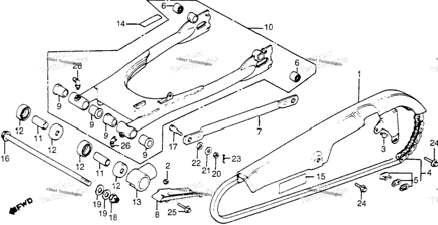Swingarm + Chain Case