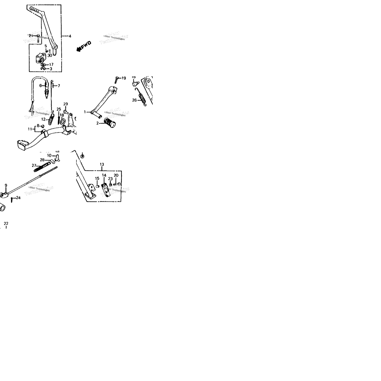 Brake Pedal + Gearshift Pedal + Kick Starter Arm 81-85