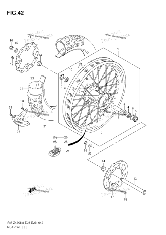 Rear Wheel (Rm-Z450 K8/K9/L0)