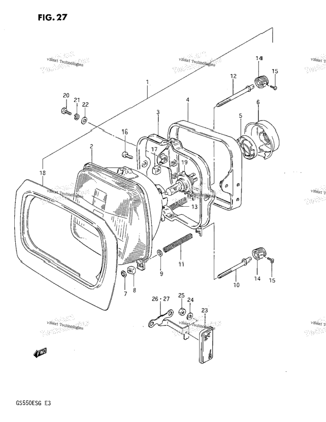 Headlamp (Gs550es3/Ese/Esf/Esg)