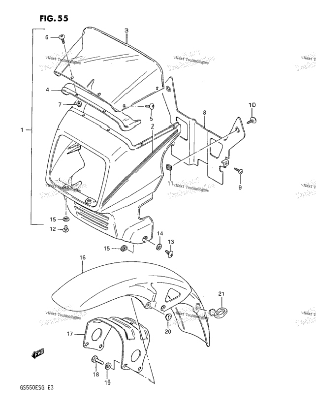 Headlamp Cover - Front Fender (Gs550ef/Eg)