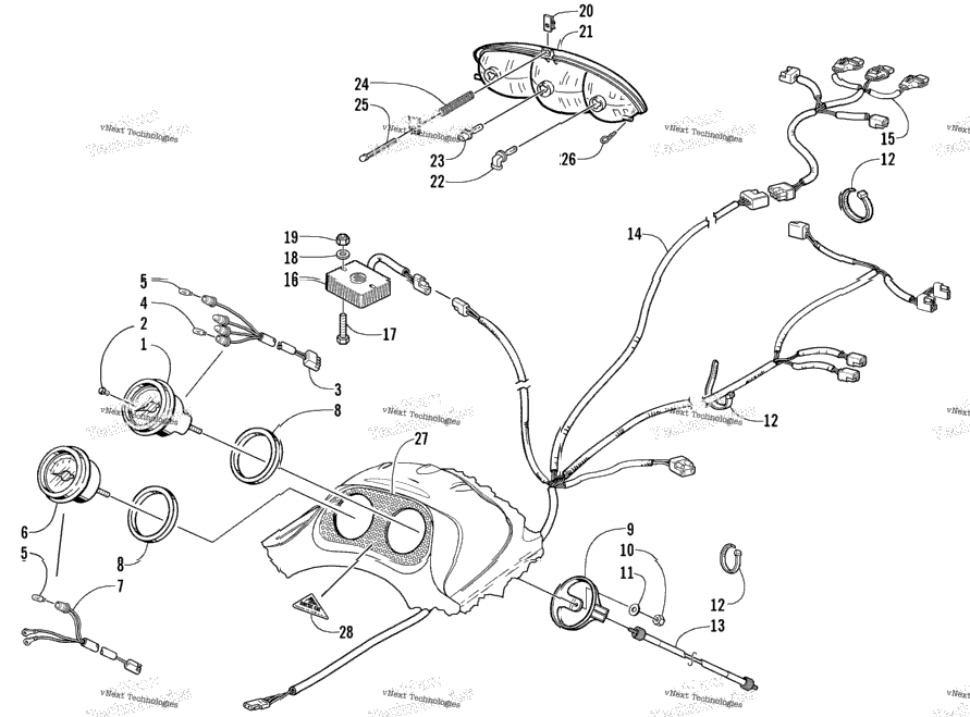 Headlight, Instruments, And Wiring Assemblies