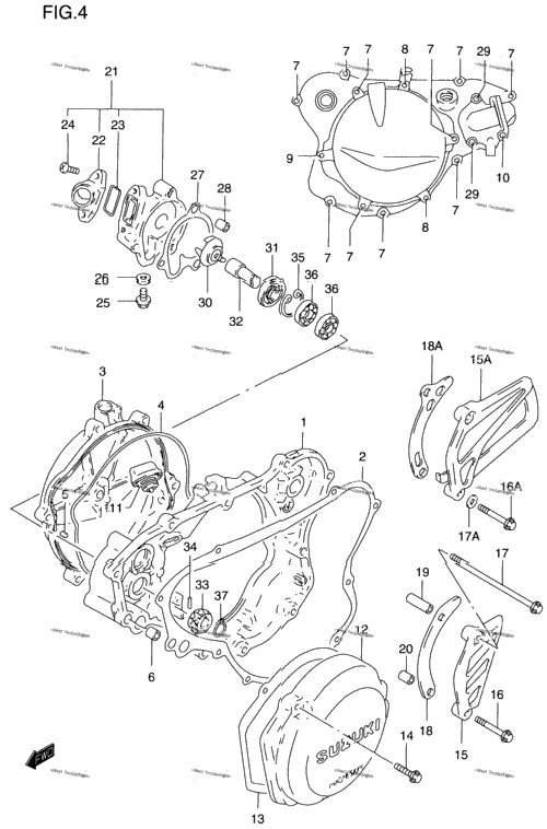 Crankcase Cover-Water Pump (Model T/V)