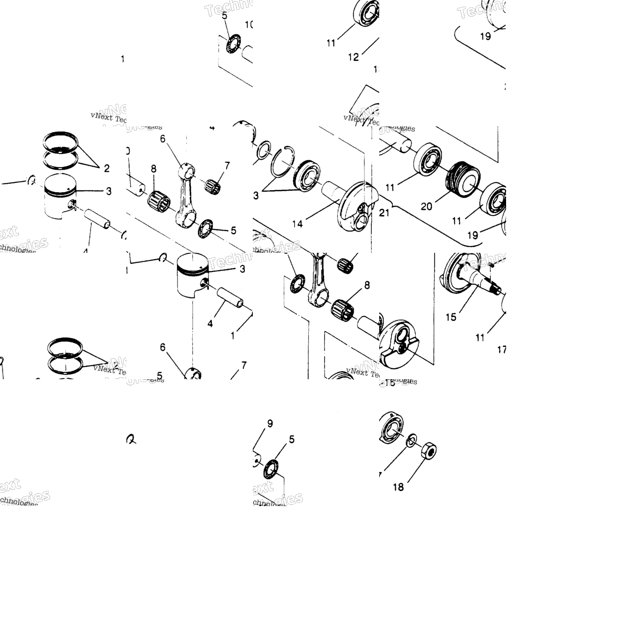Piston & Crankshaft Trail , Trail Deluxe 0952262, & European