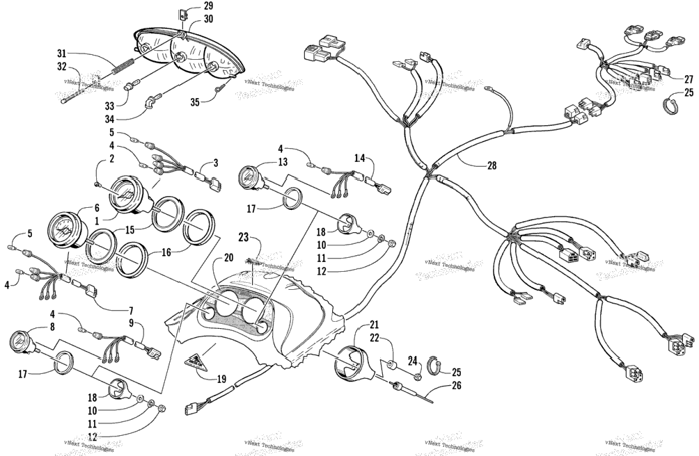 Headlight, Instruments, And Wiring Assemblies