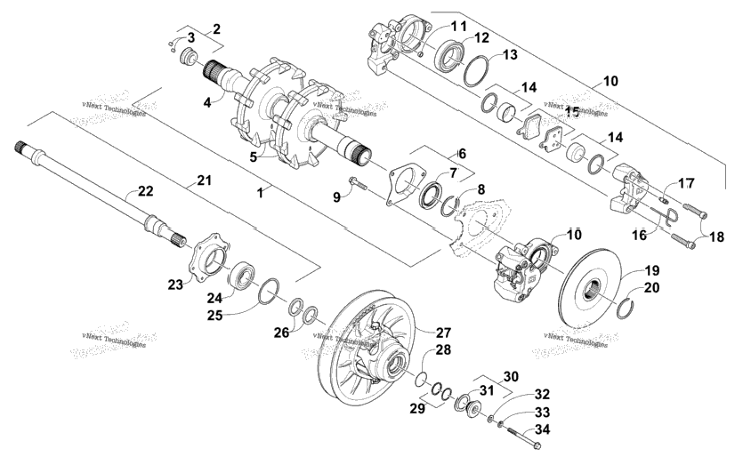 Drive Train Shafts And Brake Assemblies