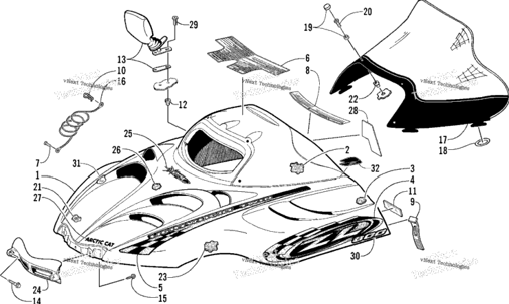 Hood And Windshield Assembly