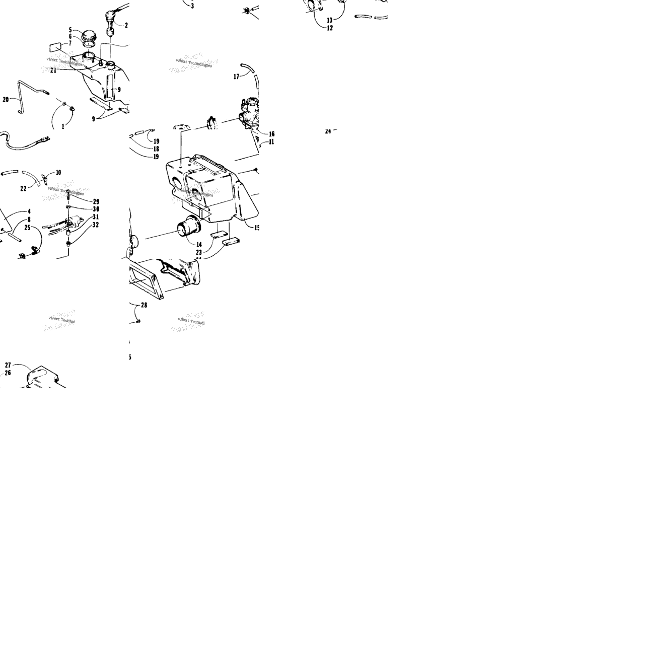 Oil Tank, Carburetor, Fuel Pump, And Silencer