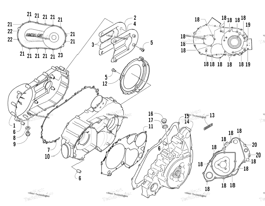 Clutch/V-Belt/Magneto Cover Assembly