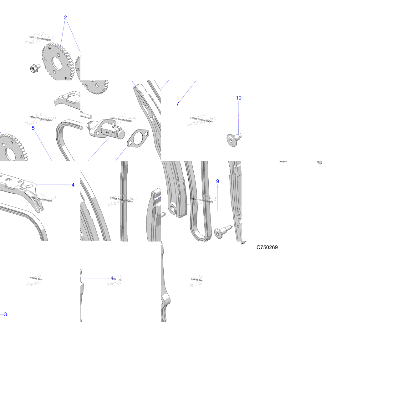 Engine, Cam Chain And Tensioner